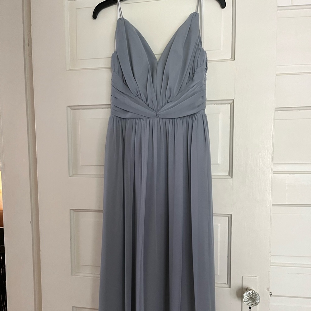Jim Hjelm formal maxi bridesmaid dress size 6, gray blue